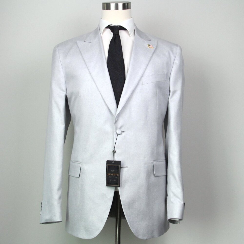 Jos A Bank Tailored Fit Solid Dinner Jacket‎ Blazer Silver 44L 100%silk E091300